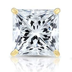 14k Gold Square 6mm CZ Princess cut Earrings